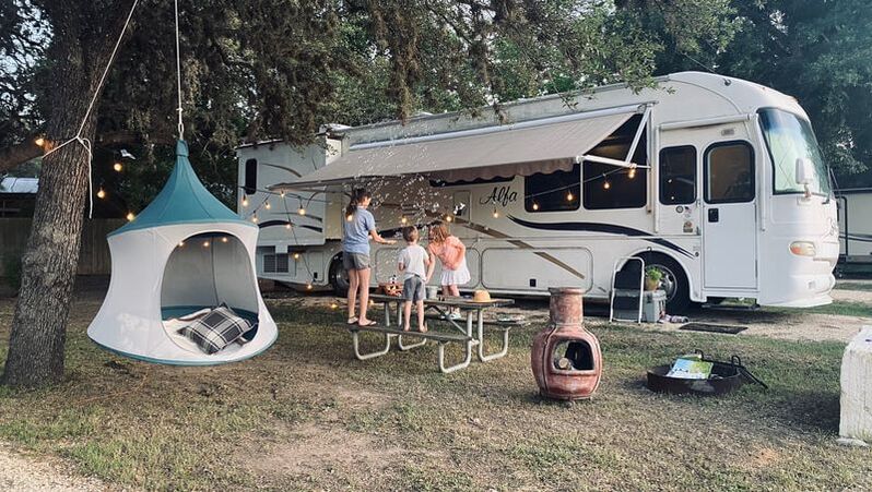 RV and Campsites at Andy's on River Road in Concan Texas.