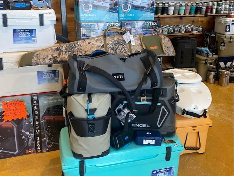Camping gear sold at Andy's on River Road in Concan Texas